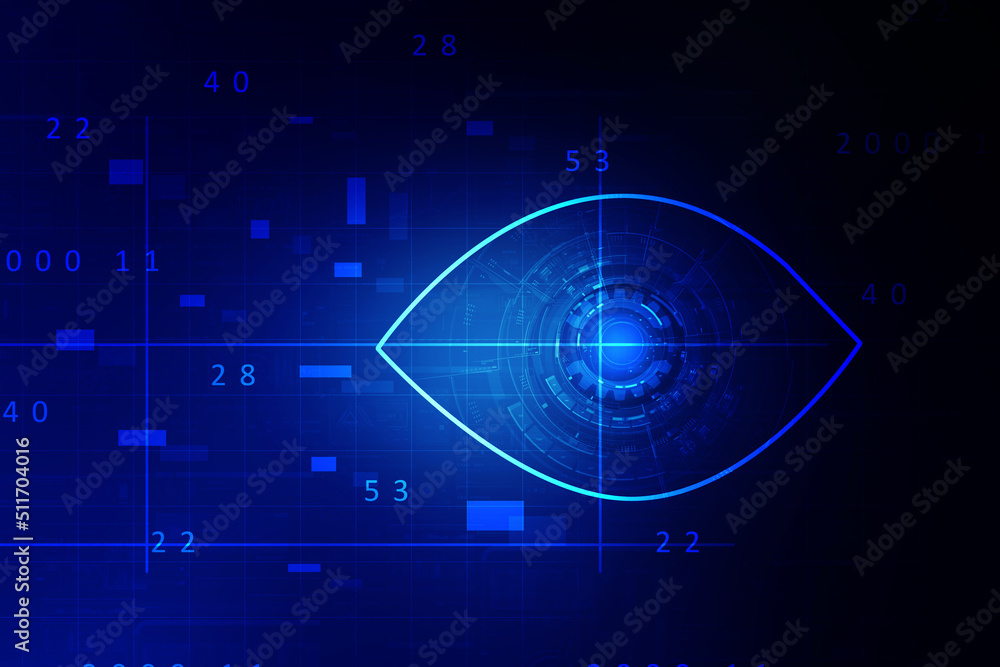 Poster 2d illustration abstract digital binary data on computer screen