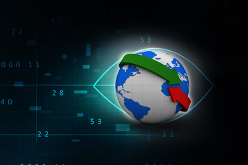 3d illustration Arrow and Earth globe. 3d render