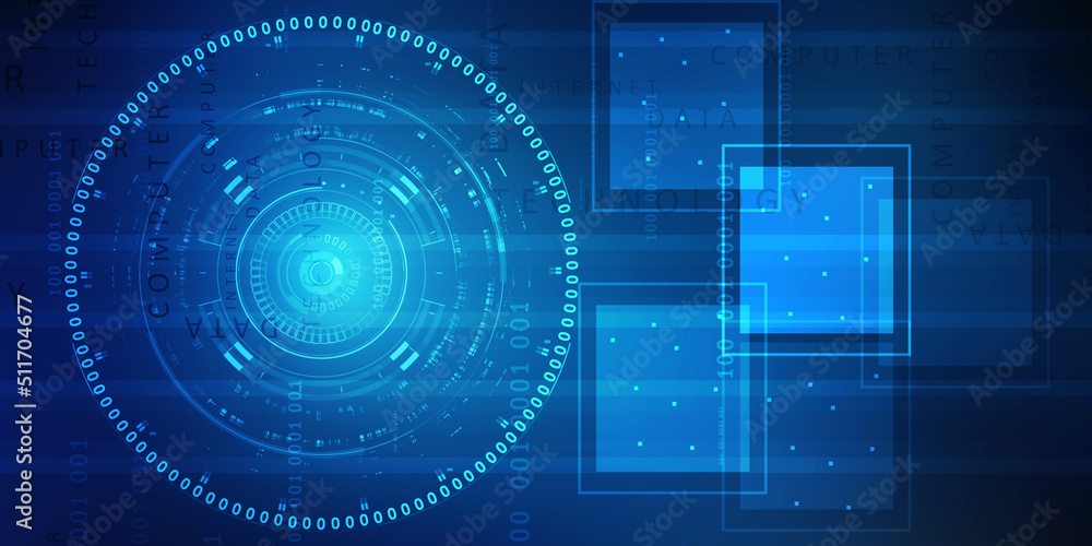 Poster 2d illustration abstract digital binary data on computer screen