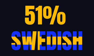 51 percentage Swedish sign label vector art illustration with fantastic font and blue yellow color
