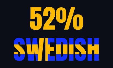 Fototapeta na wymiar 52 percentage Swedish sign label vector art illustration with fantastic font and blue yellow color