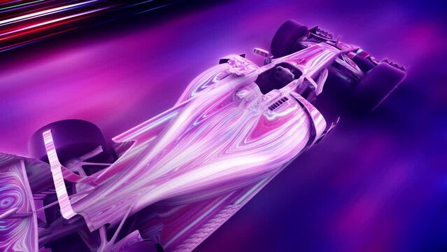 High Speed Car Travelling in Tunnel With Blue and Red Reflections. High quality 4k footage