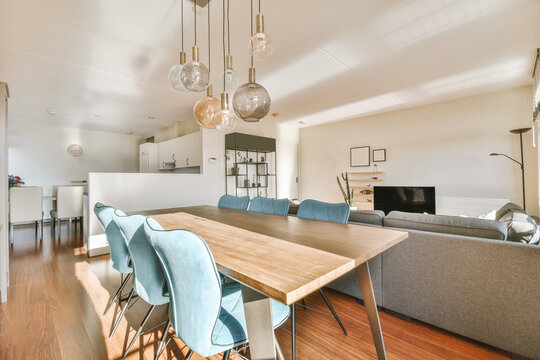 Bright dining room in a modern luxury house