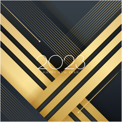 2023 happy new year with black and gold background