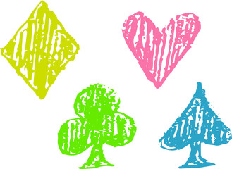 トランプのスート　手書き風ベクターイラスト