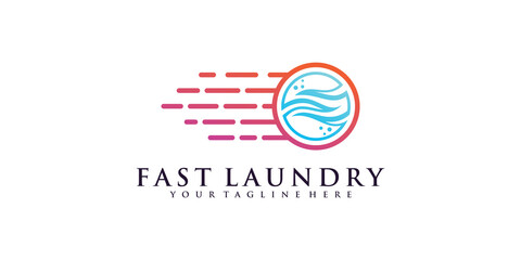 Fast laundry logo design vector illustration with creative modern concept Premium Vector