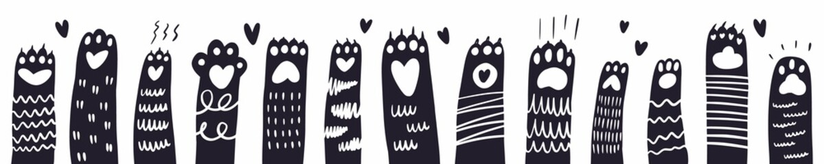 A pattern with cat paws raised up © Abundzu