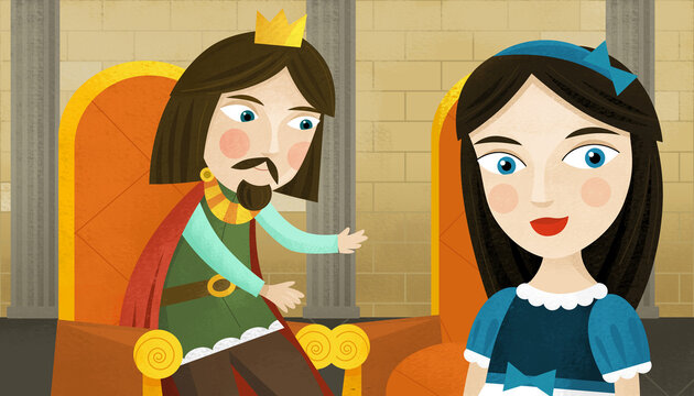 cartoon scene with king or prince in the castle