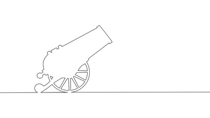 Draw a continuous line of cannons. The concept of war. vector illustration eps