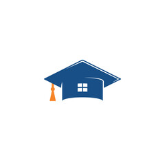 Graduate Hat and House logo or icon design