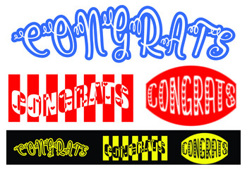 Congrats logo, sticker and icon design template