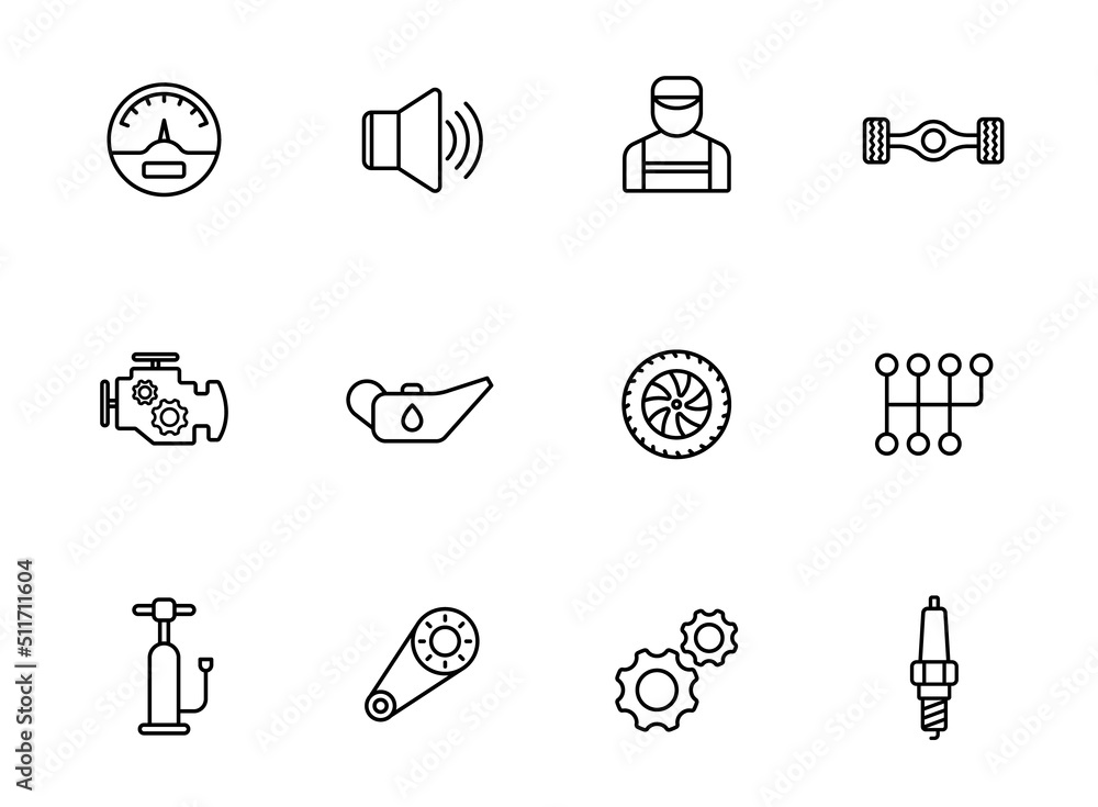 Aufkleber car service outline icons isolated on white background. car service line icons for web and ui design