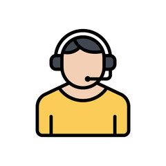 operator line color filled icon isolated on white background. operator occupation color vector icon set for web design, ui, mobile apps, print polygraphy and promo business