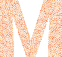 Capital letters M mosaic of dot
