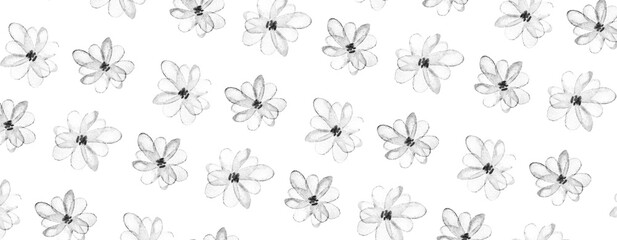 Blossoming watercolor black pattern. Spring flower in bloom on branch. Beautiful summer illustration. Sketch hand drawing. Japan aquarel card. Sakura design elements set. Isolated white background