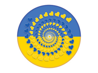 Design colorful spiral heart Ukrainian flag. Vector