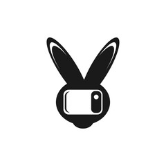 rabbit cartoon television logo template