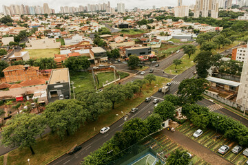 Fototapeta na wymiar Ribeirao Preto City - Panoramic View at the City Center of Famous Brazilian City