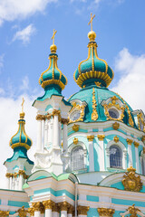 St.Andrew Church in Kyiv. Famous ancient Ukrainian cathedral. Old religious architecture. Ukrainian...