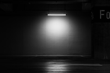 Empty parking lot at underground parking garage