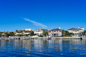 Tampa, FL, USA - 02 10 2022: Beautiful Tampa downtown and Tampa bay landscape