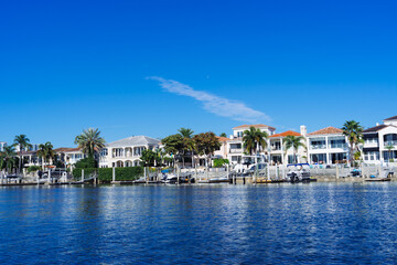 Fototapeta premium Beautiful Hillsborough bay bayshore waterfront house in Tampa, Florida 