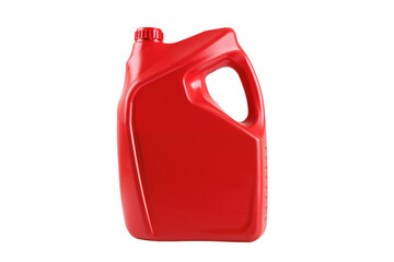 red plastic canister isolate on white background. motor oil can on white background.
