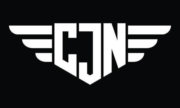 CJN three letter logo, creative wings shape logo design vector template. letter mark, wordmark, monogram symbol on black & white.	