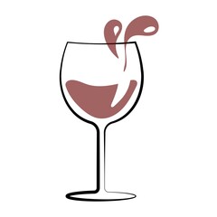 Wine bottle with wine glass icon or silhouette. Alcohol symbol. Vector illustration.	
