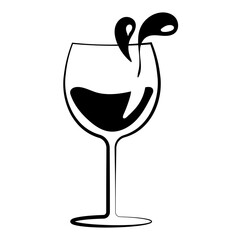 Wine bottle with wine glass icon or silhouette. Alcohol symbol. Vector illustration.	
