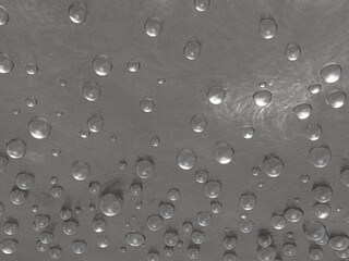 磨かれたチタン金属の壁に水滴の3Dイラストレーション。無数の水滴。結露した壁。