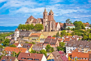 Historic town of Breisach cathedral and rooftops view - 511720238