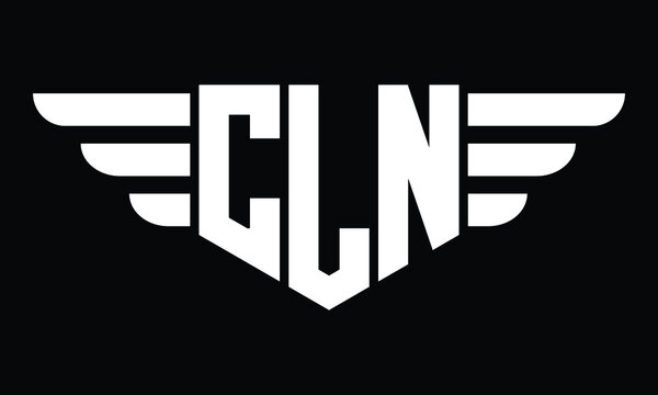 CLN three letter logo, creative wings shape logo design vector template. letter mark, wordmark, monogram symbol on black & white.	