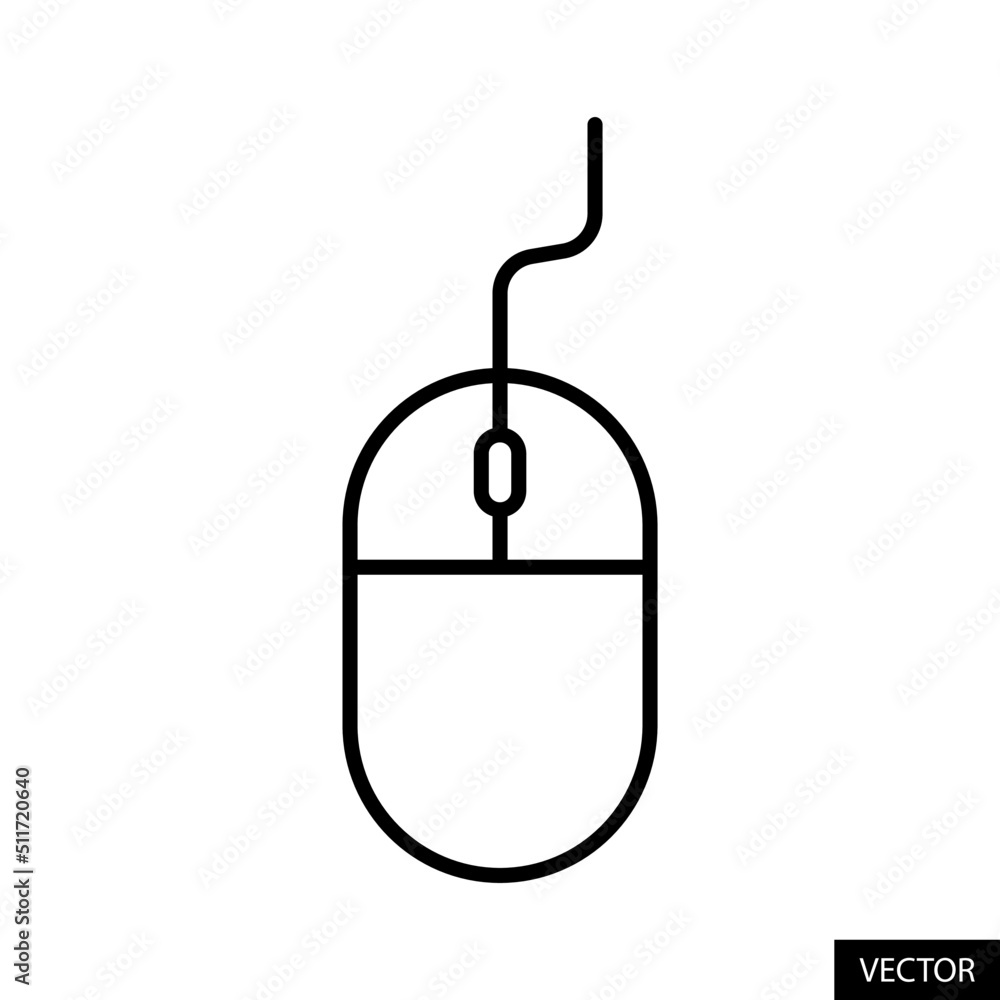 Poster computer mouse vector icon in line style design for website design, app, ui, isolated on white backg