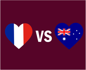 France And Australia Flag Heart Symbol Design Asia And European football Final Vector Asian And European Countries Football Teams Illustration