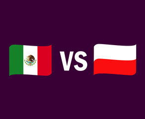 Mexico And Poland Flag Ribbon Symbol Design Europe And North America football Final Vector European And North American Countries Football Teams Illustration