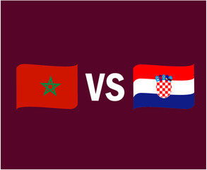 Morroco And Croatia Flag Ribbon Symbol Design African And European football Final Vector African And European Countries Football Teams Illustration