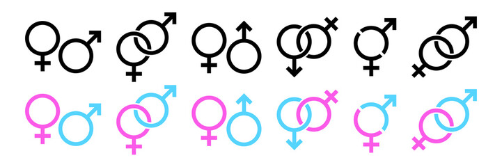 Male, female gender vector sign. Gender vector icon set.