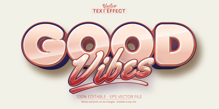 Cartoon text effect, editable good vibes text and comic text style