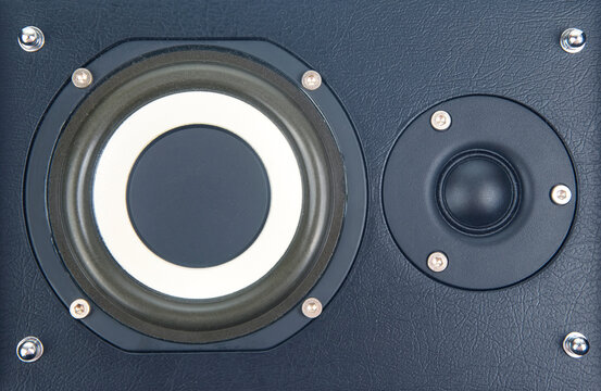 the front of the two-channel audio speaker system