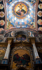 Fototapeta na wymiar Icons and frescoes in the monastery, Serbia, Vojvodina