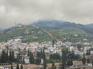 View of part of the pretty city of Granada from the Alhambra