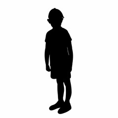 child, boy in a cap silhouette on a white background