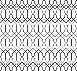 Black modern geometric line royal eastern pattern fences on white background