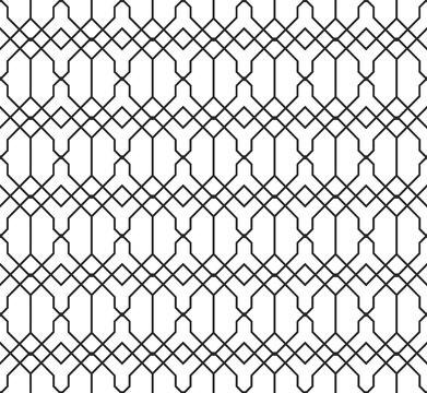 Black modern geometric line royal eastern pattern fences on white background