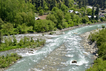 Glacier river in the mountains