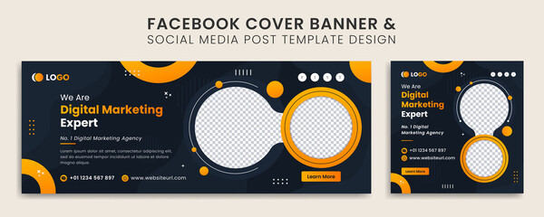 digital marketing cover banner and social media post template design