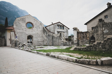 Italy, June 2022: view of the village of Venzone, destroyed and rebuilt after the 1976 earthquake, in the Friuli Venezia Giulia region