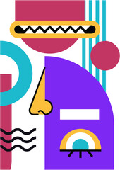 Abstract pop art collage surrealism face design vector illustration. Designed for NFT, token, wallpaper, poster, crypto, punk, aesthetic poster. NFT token in crypto artwork for blockchain digital art