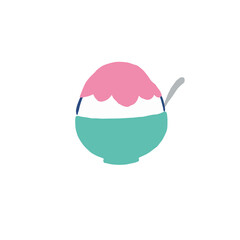 暑い夏はかき氷で涼もう　ベクターフラットイラスト素材